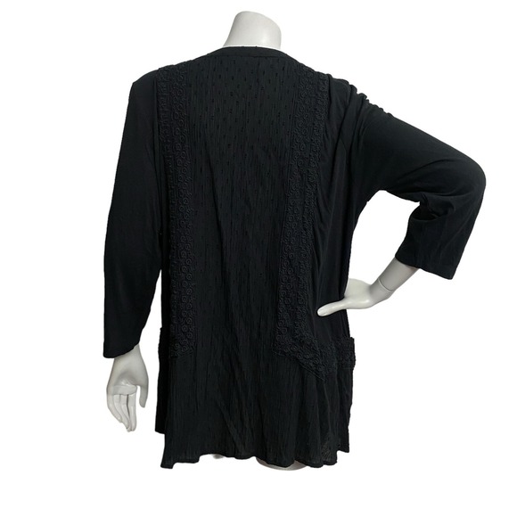 Logo Black Top Blouse Button Front Women Large Emo Gothic Mourn Pintucked Pocket - Picture 4 of 10